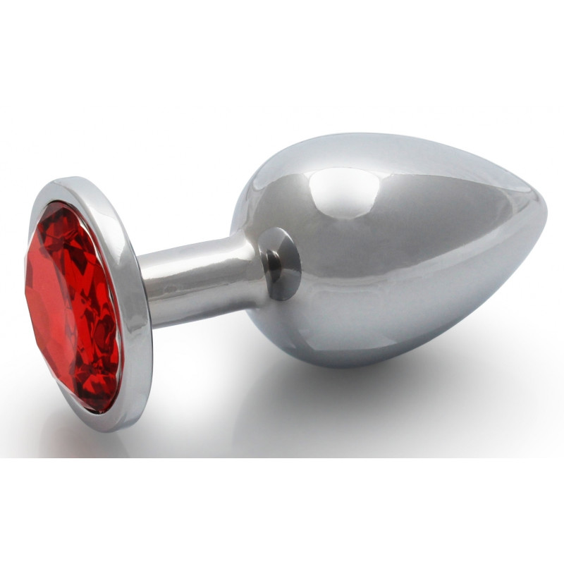 Ouch! Bijou anal Round Gem L 8 x 4cm Argenté-Rouge